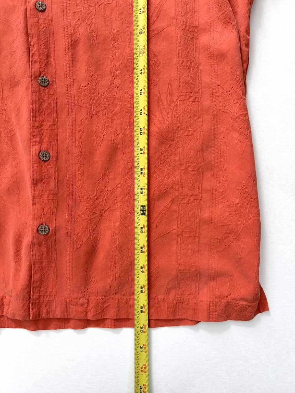 Tommy Bahama 100% Silk Orange Hawaiian Shirt Embroidered Palm Button Down XL - Picture 7 of 8
